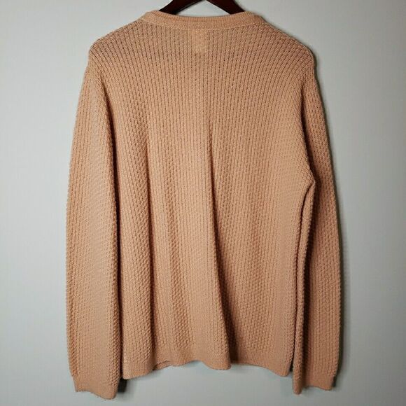 Vtg Haband Womens Sweater Cardigan Button Up Tan Cable Knit Sz Large Grannycore - Picture 14 of 14